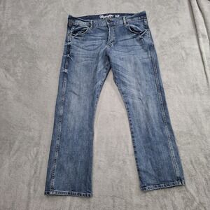 Wrangler Retro Slim Boot Jeans Mens 36x 30 Blue Dark Wash Western Denim Rodeo